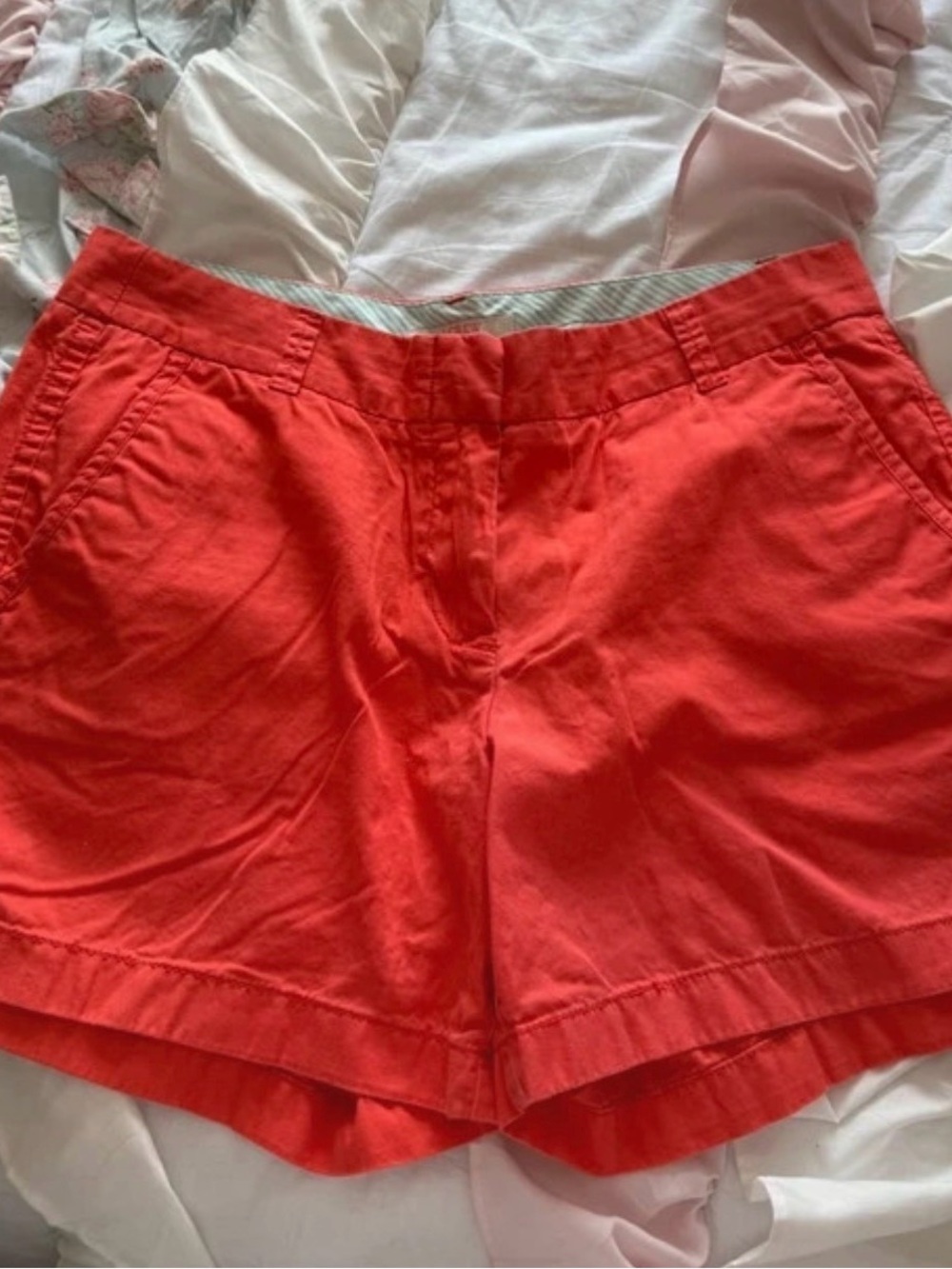 Women’s Casual High-Rise Cotton Shorts - Coral